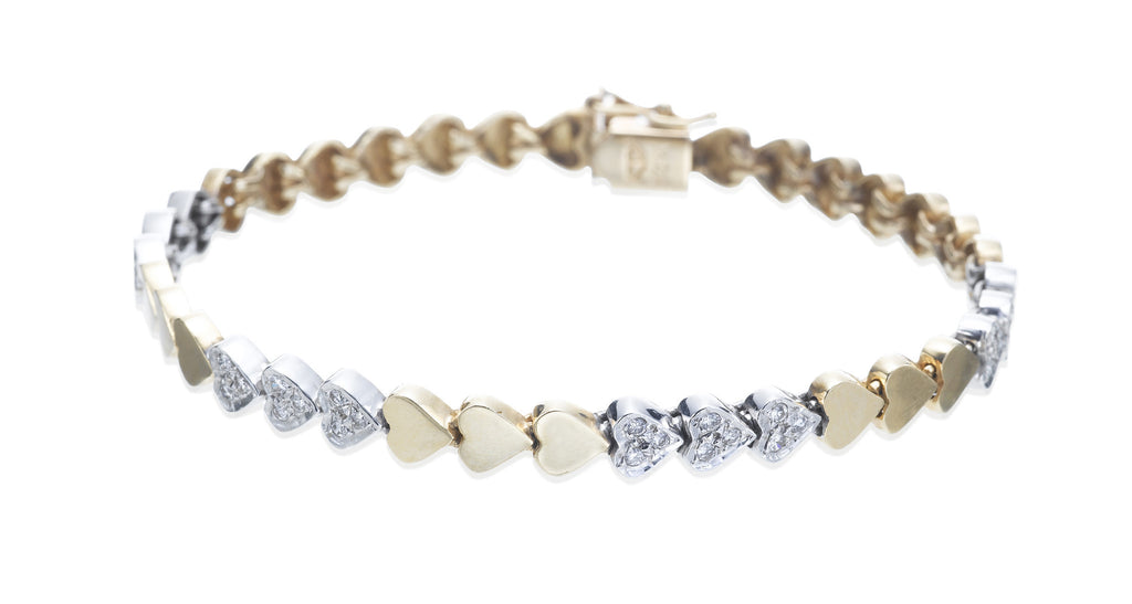 Diamond & Two-Toned Gold Heart Bracelet