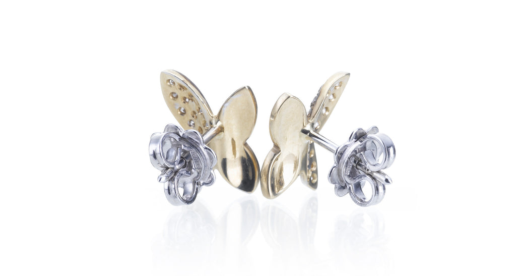 Diamond Pave & Gold Butterfly Stud Earrings
