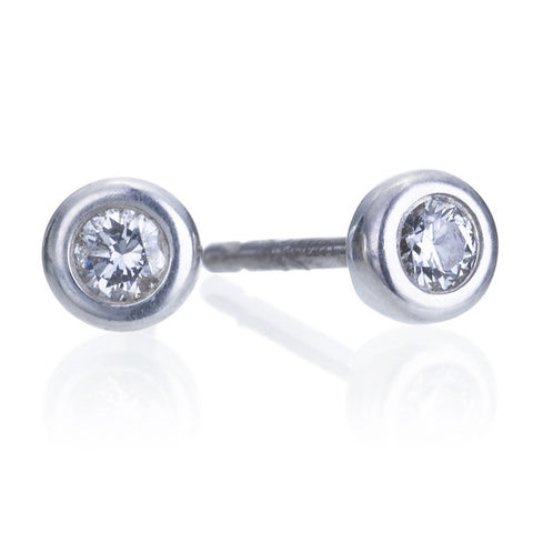 Diamond & Silver Stud Earrings