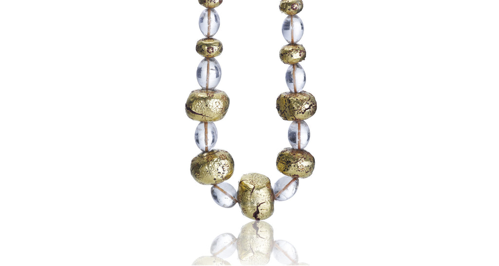 Antique Indian Crystal & Gold Foil Necklace