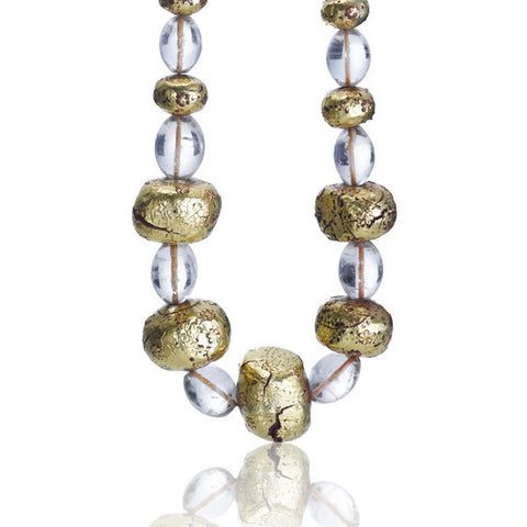 Antique Indian Crystal & Gold Foil Necklace