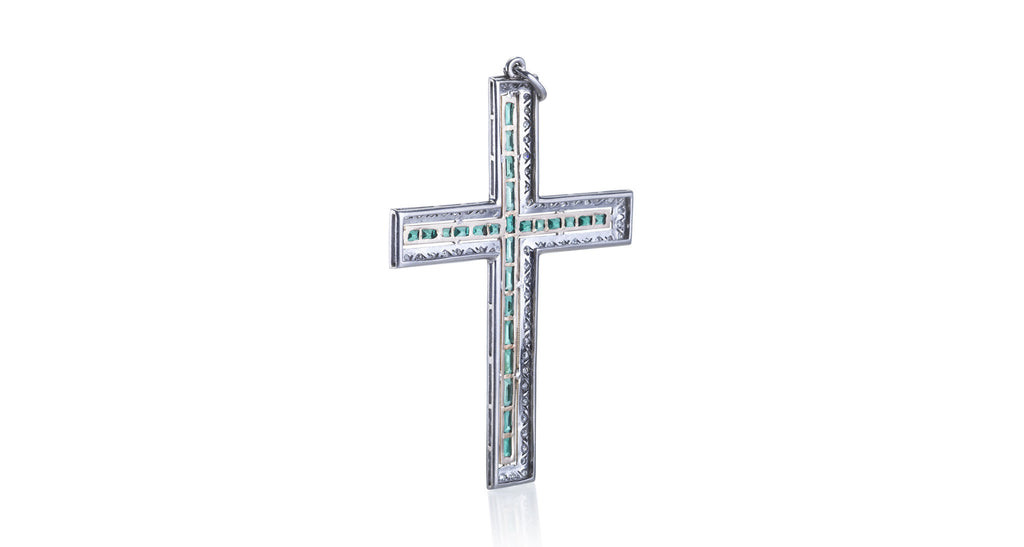 Diamond & Emerald Cross Pendant