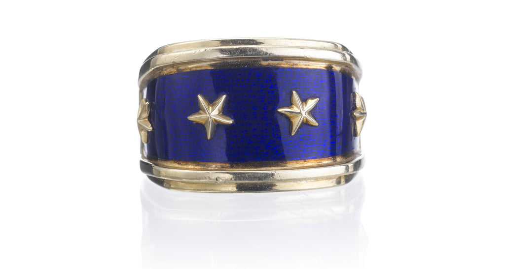 Blue Enamel Gold Ring