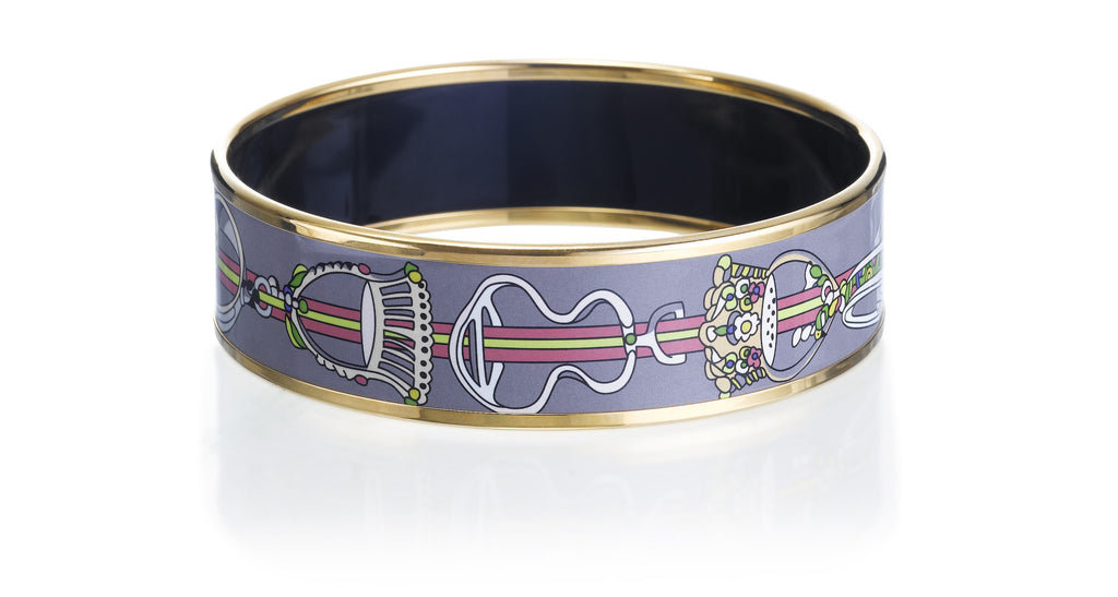Concours D'Etrier' Wide Enamel Bangle Bracelet, Gold – Gleem & Co Concours D'Etrier' Wide Enamel Bangle Bracelet, Gold – Gleem & Co