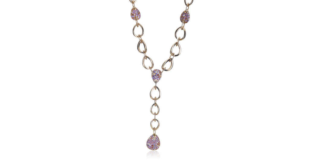 Multi-Colored Sapphire & Diamond Gold Necklace