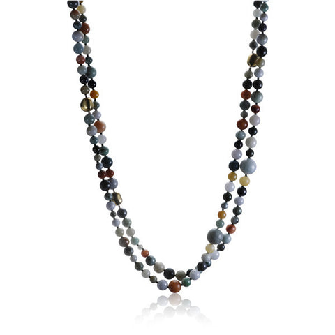 Giant Jade & Agate 2-Strand Necklace