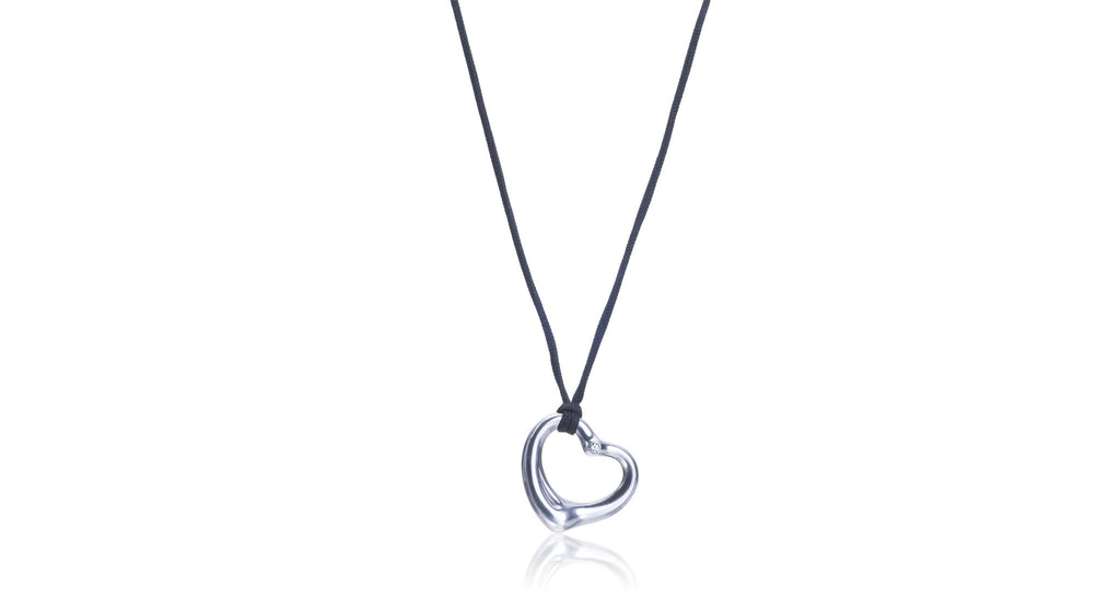 Tiffany & Co Sterling Silver Elsa Peretti Open Heart Pendant Necklace 16” |  eBay