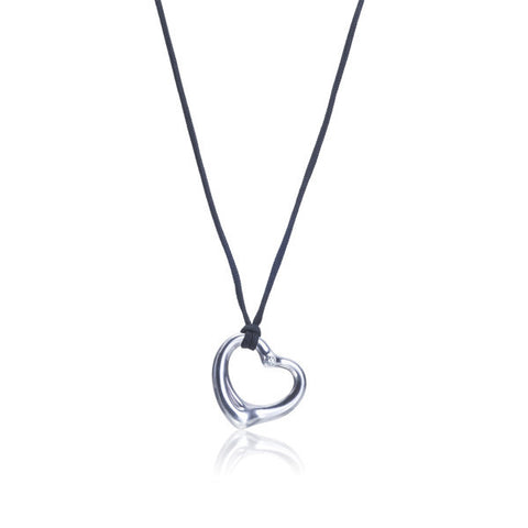 Elsa Peretti Silver Heart & Diamond Pendant Necklace
