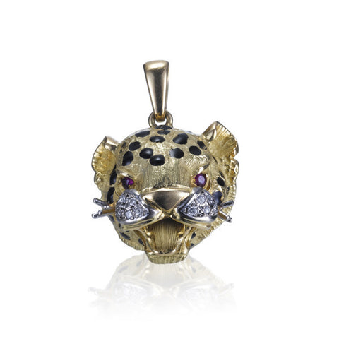 Gold, Diamond & Ruby Leopard Pendant