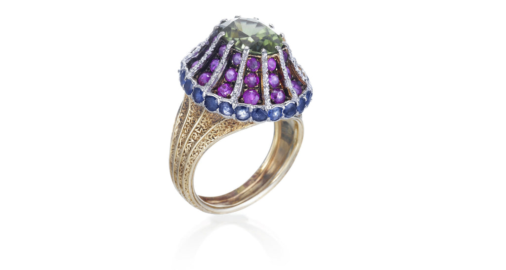 Peridot Ruby & Sapphire Ring