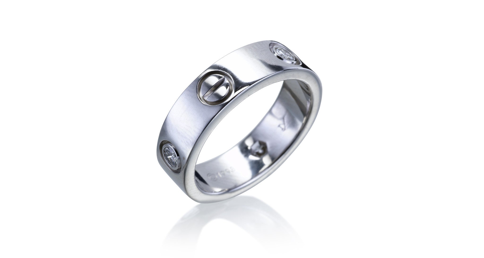 LOVE Ring, White Gold & 3 Diamonds – Gleem & Co