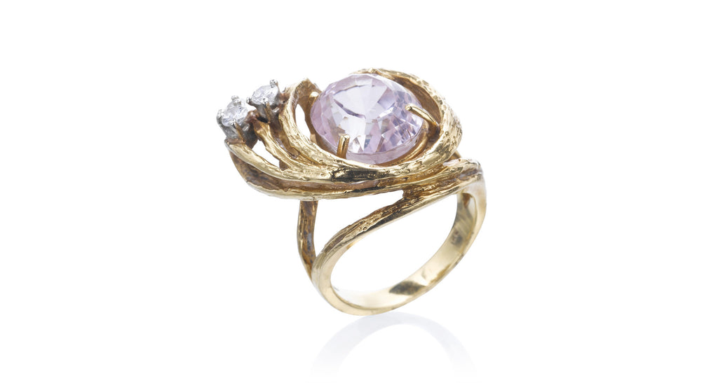 Kunzite & Diamond Ring