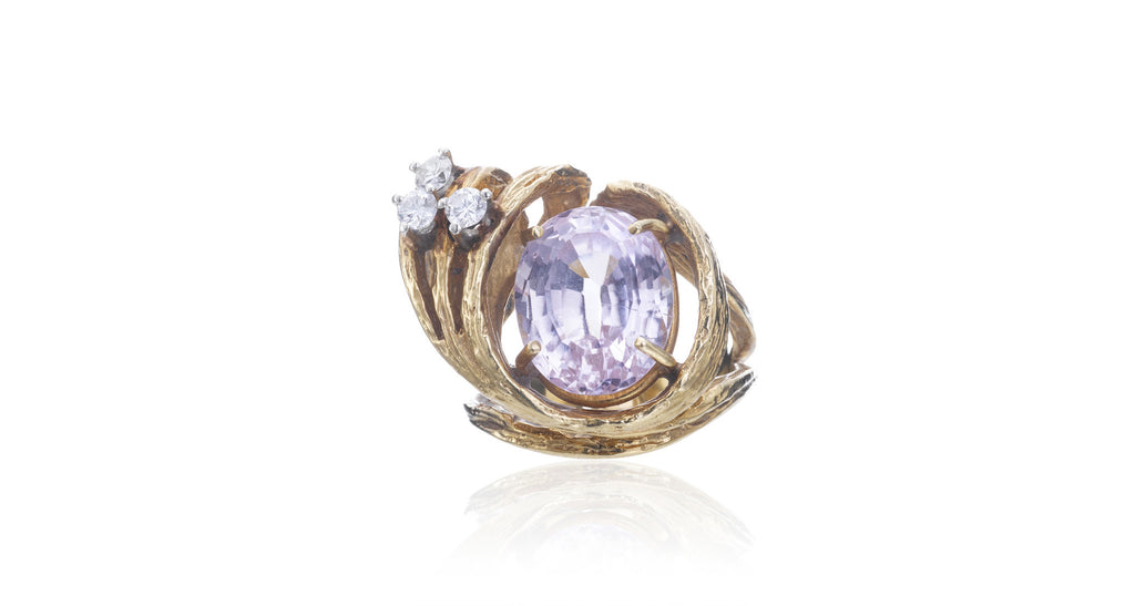 Kunzite & Diamond Ring