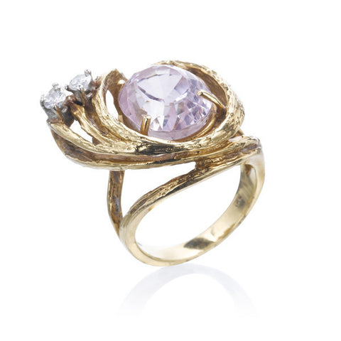 Kunzite & Diamond Ring