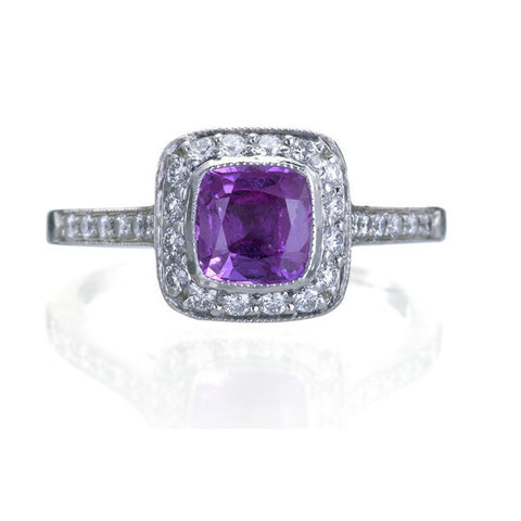 Pink Sapphire & Diamond Ring