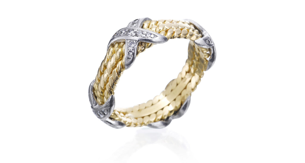 Diamond, Gold & Platinum Rope Ring
