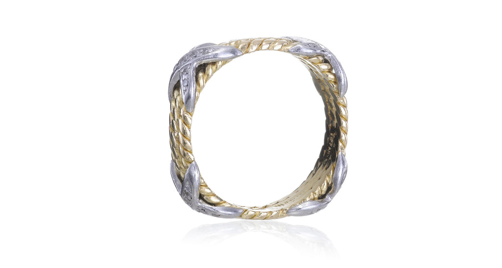 Diamond, Gold & Platinum Rope Ring