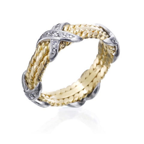 Diamond, Gold & Platinum Rope Ring